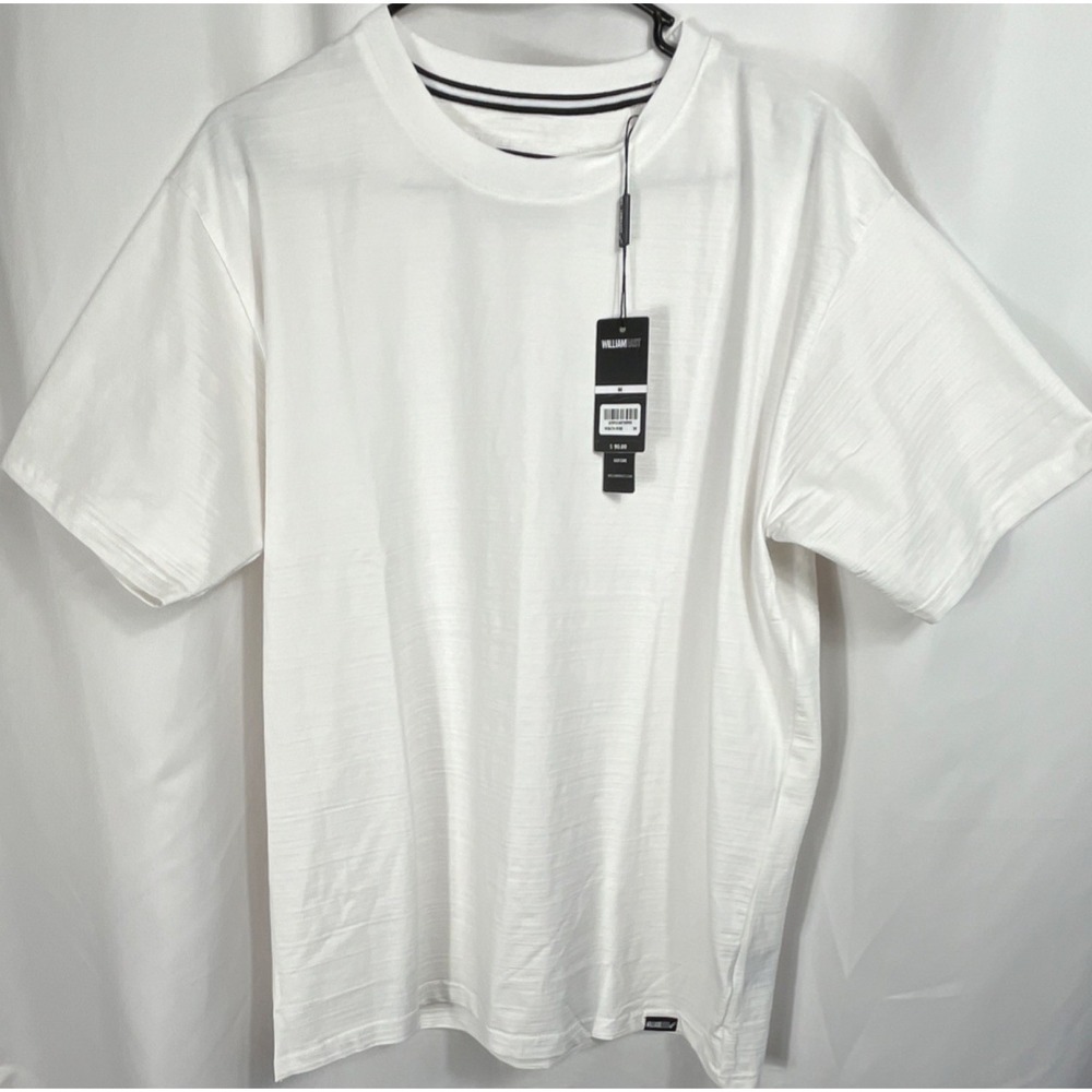 William Rast Men's White Solid Crew Neck Short Sleeve Shirt Size M